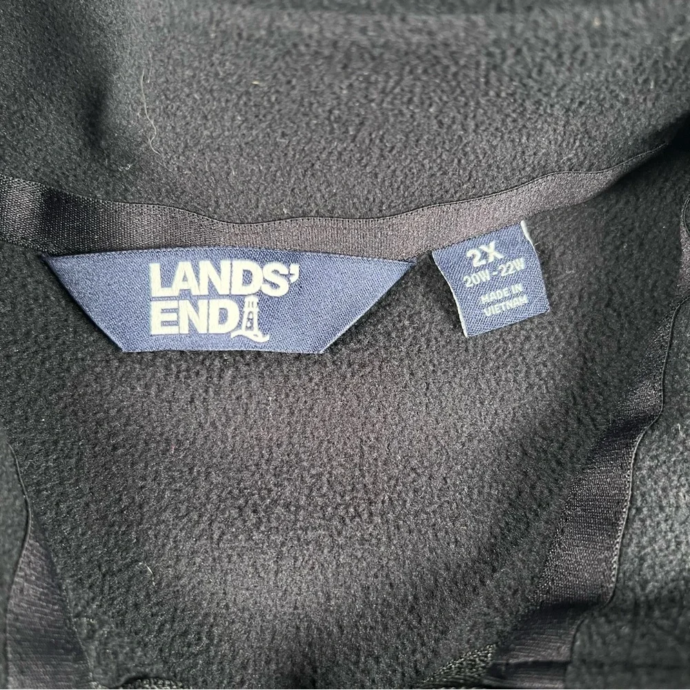 Lands End Fleece Vest men's 2X Full Zip Black‎ Lightweight Soft Comfy
